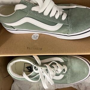 Women’s Vans Sage Green and White Sneakers Size 5